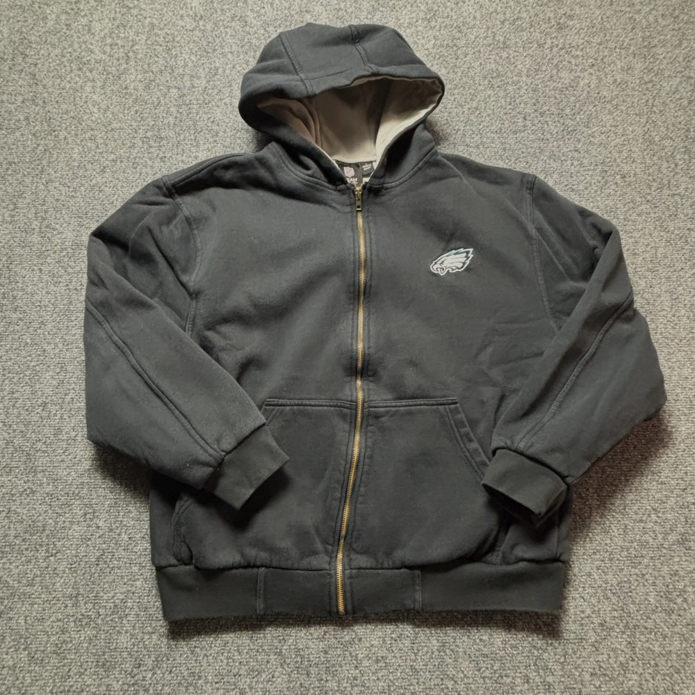 NFL Team Apparel Philadelphia Eagles Kids Large Black Full Zip Hoodie Jacket L